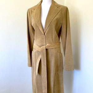Theory -Perfect Camel color full length suede coat with tags.